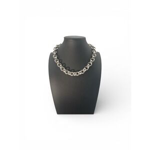 Sabika 2014 silver tone 19" adjustable round link necklace
